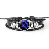 Zodiac Sign Leather Bracelet Charm