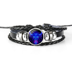 Zodiac Sign Leather Bracelet Charm